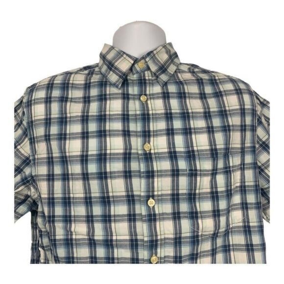 Merona Mens Blue Plaid Short Sleeve Button-Down Shirt Size M 100% Cotton - Picture 3 of 7
